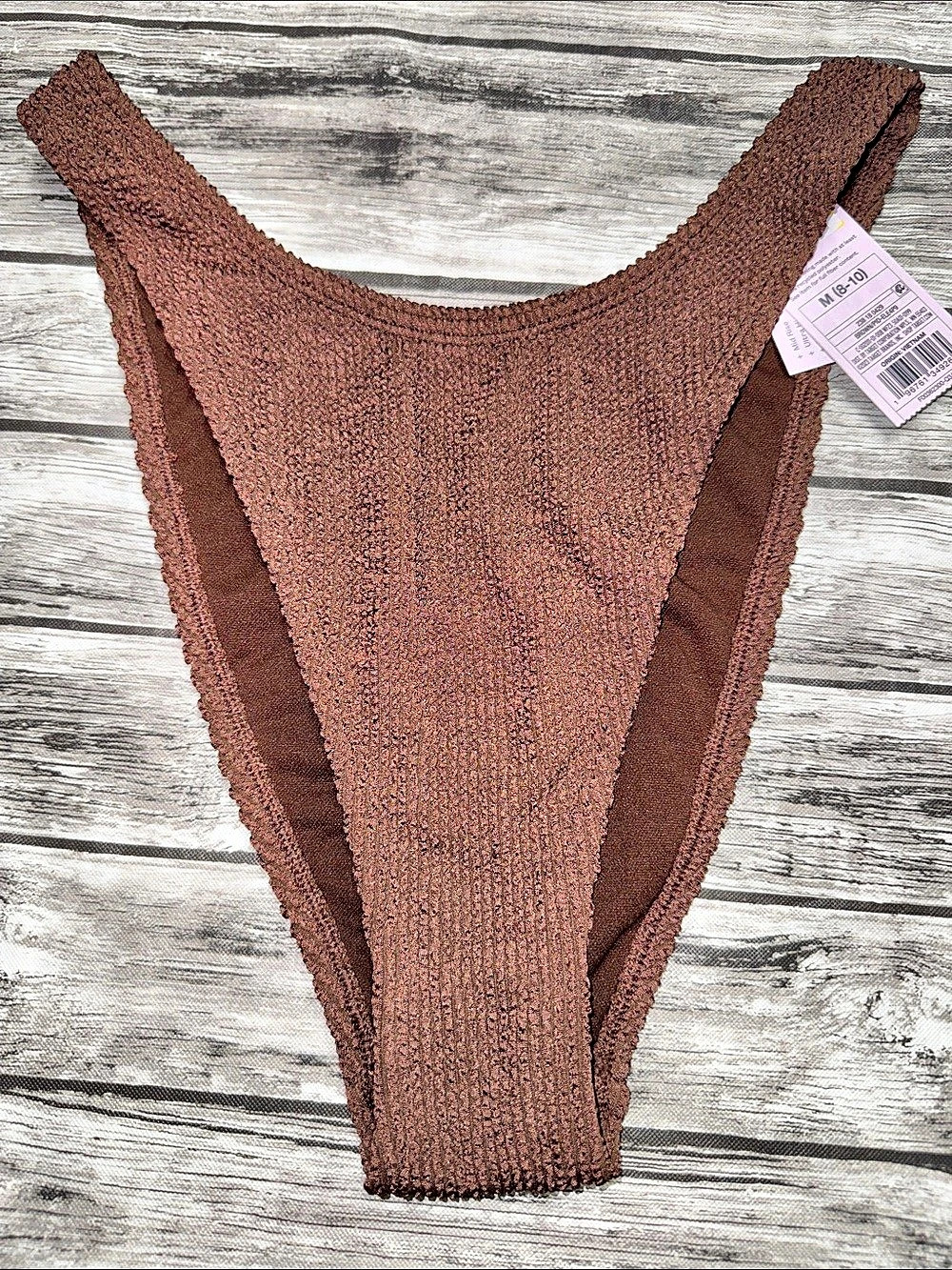 Wild Fable Mid Rise Ultra High Leg Super Cheeky Bikini Bottom Brown M NWT